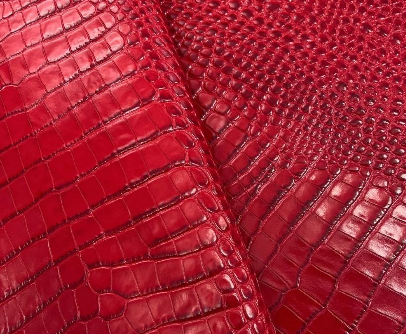 Red Croc Embossed Leather genuine Italian 